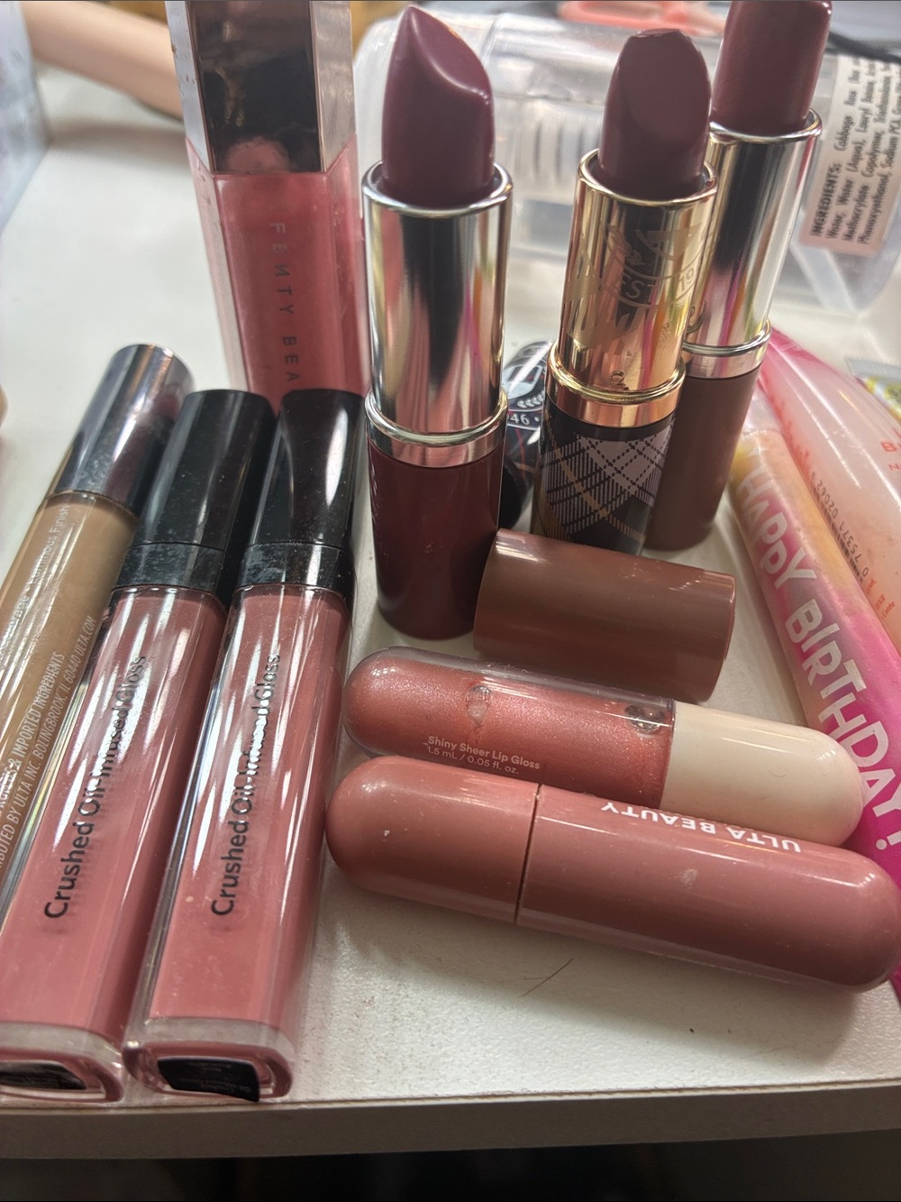 Ellen Tracy Lip Gloss & Balm Bundle - Pink, Yellow, Nude